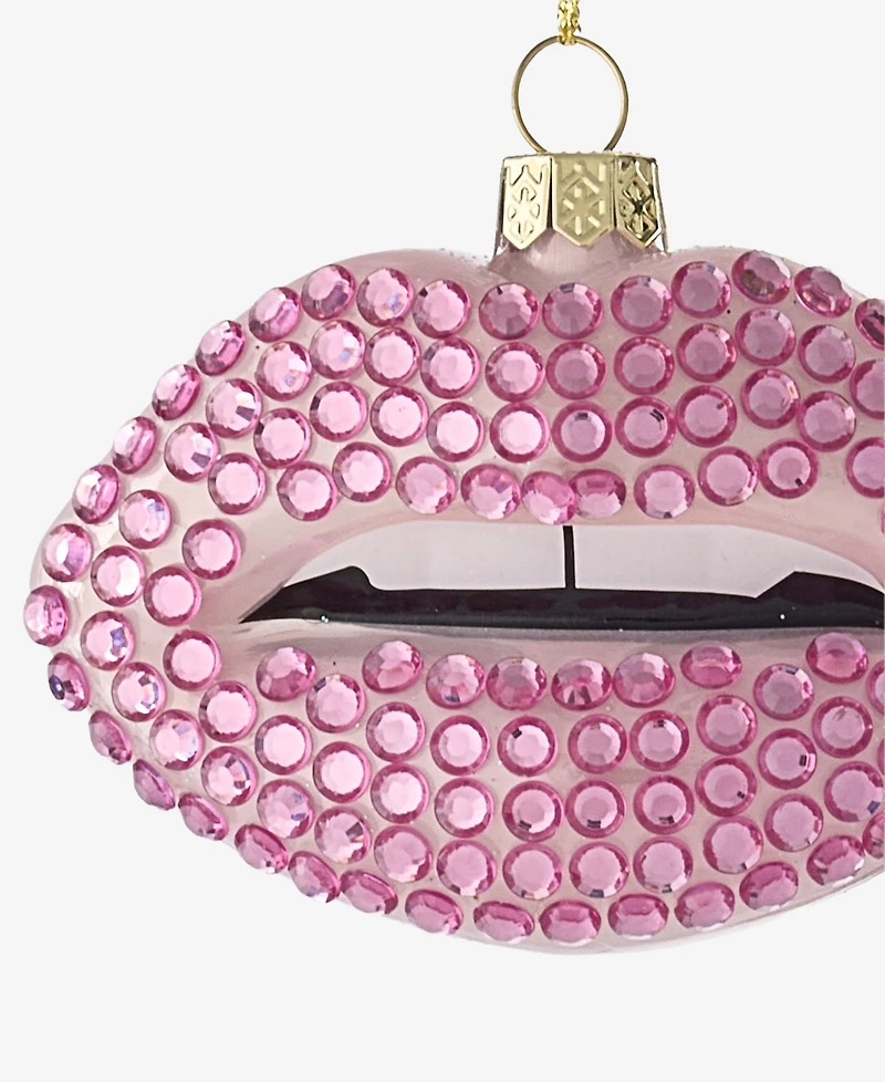 Holiday Lane Beauty Boom Glass Jeweled Lips Ornament, Macy's Exclusive