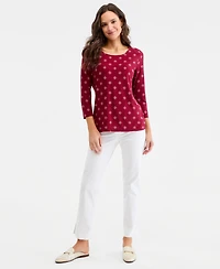 Jm Collection Women's Printed 3/4 Sleeve Scoop-Neck Jacquard Top, Macy's Exclusive
