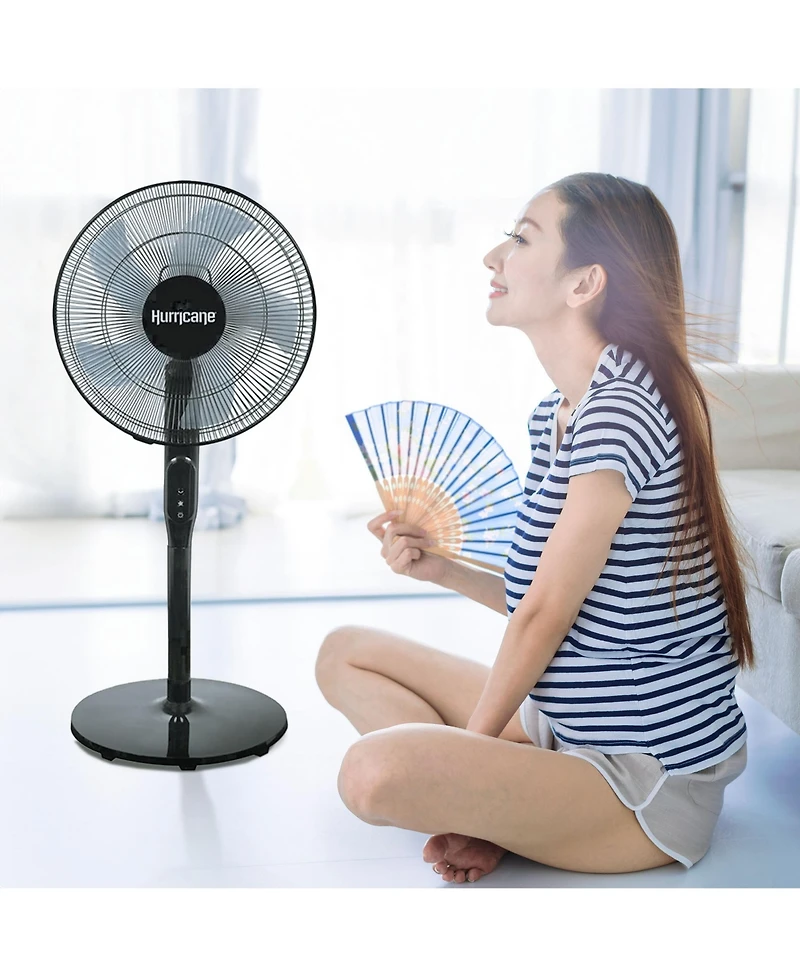 Hurricane 16 Inch Energy Efficient Adjustable Standing Fan w/12 Speed Settings