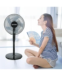 Hurricane 16 Inch Energy Efficient Adjustable Standing Fan w/12 Speed Settings