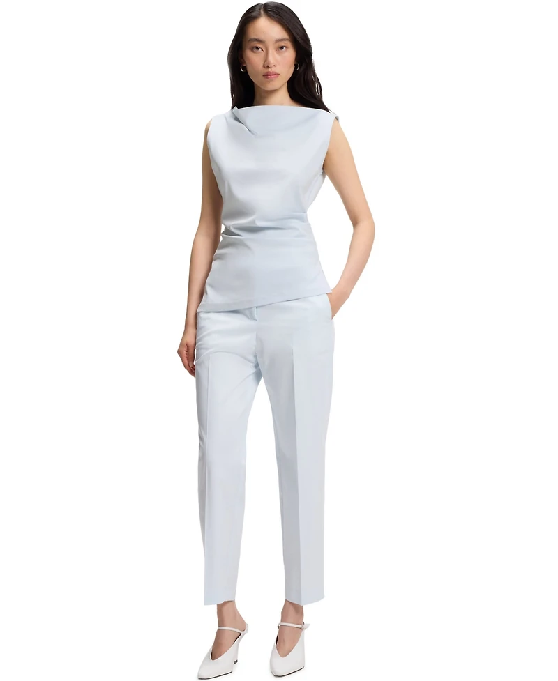 Boss by Hugo Women's Mercerized Cotton Cowl-Neck Asymmetric Top