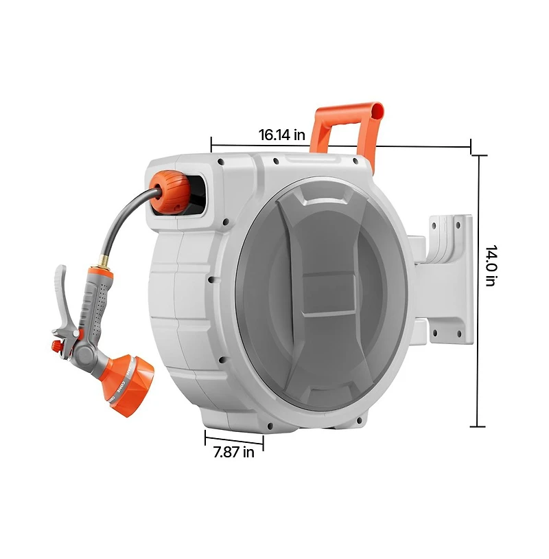 Sugift Retractable Garden Hose Reel 1/2 in x 65 ft Wall Mounted Heavy Duty