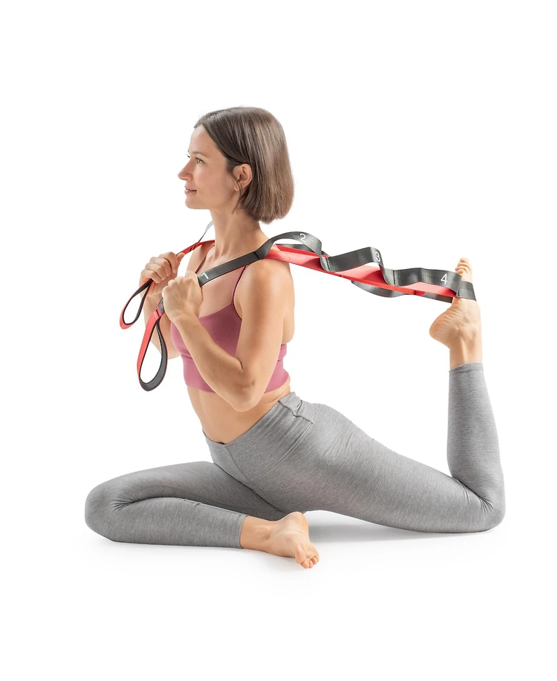 Sunny Health and Fitness Premium Yoga Stretch Strap with 8 Individual Grip Loops