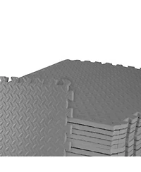 BalanceFrom Fitness Foam Interlocking Exercise Floor Mat, 96 SqFt, Gray (2 Pack)
