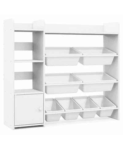 Gouun 4-Tier Kids Toy Storage Organizer Bookshelf and Toy Storage Rack with Door