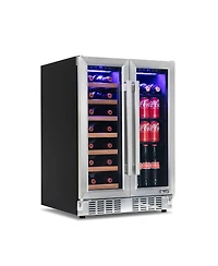 Newair 24" Stainless Steel Dual-Zone Wine and Beverage Cooler, Built-In or Freestanding