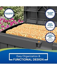 Suncast 50 Gallon Medium Resin Outdoor Storage Deck Box with Lid, Peppercorn