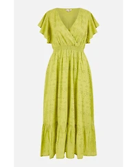 Yumi Women's Cotton Broderie Anglaise Wrap Midi Dress