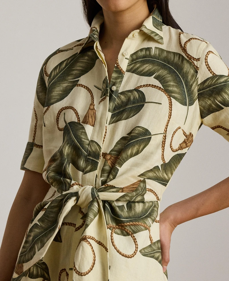 Lauren Ralph Women's Point Collar Linen Shirt Dress
