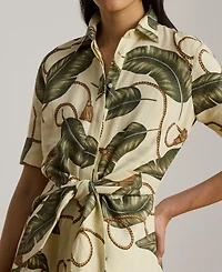 Lauren Ralph Women's Point Collar Linen Shirt Dress
