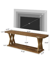 Tribesigns 63-Inch Solid Wood Tv Stand TVs, Farmhouse Entertainment Center with Storage Shelf