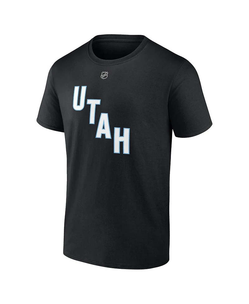 Fanatics Men's Nick Schmaltz Black Utah Mammoth Authentic Stack Name Number T-Shirt