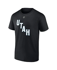 Fanatics Men's Nick Schmaltz Black Utah Mammoth Authentic Stack Name Number T-Shirt