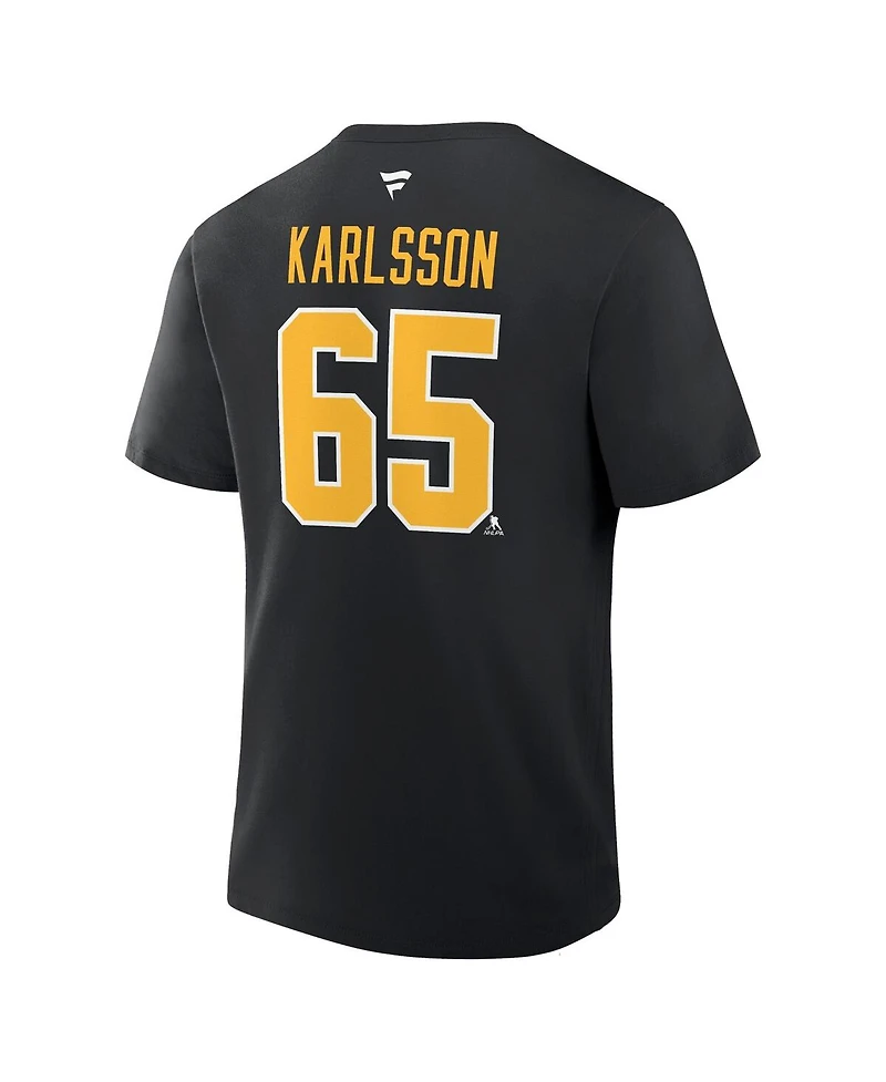 Fanatics Men's Erik Karlsson Black Pittsburgh Penguins Authentic Stack Name Number T-Shirt