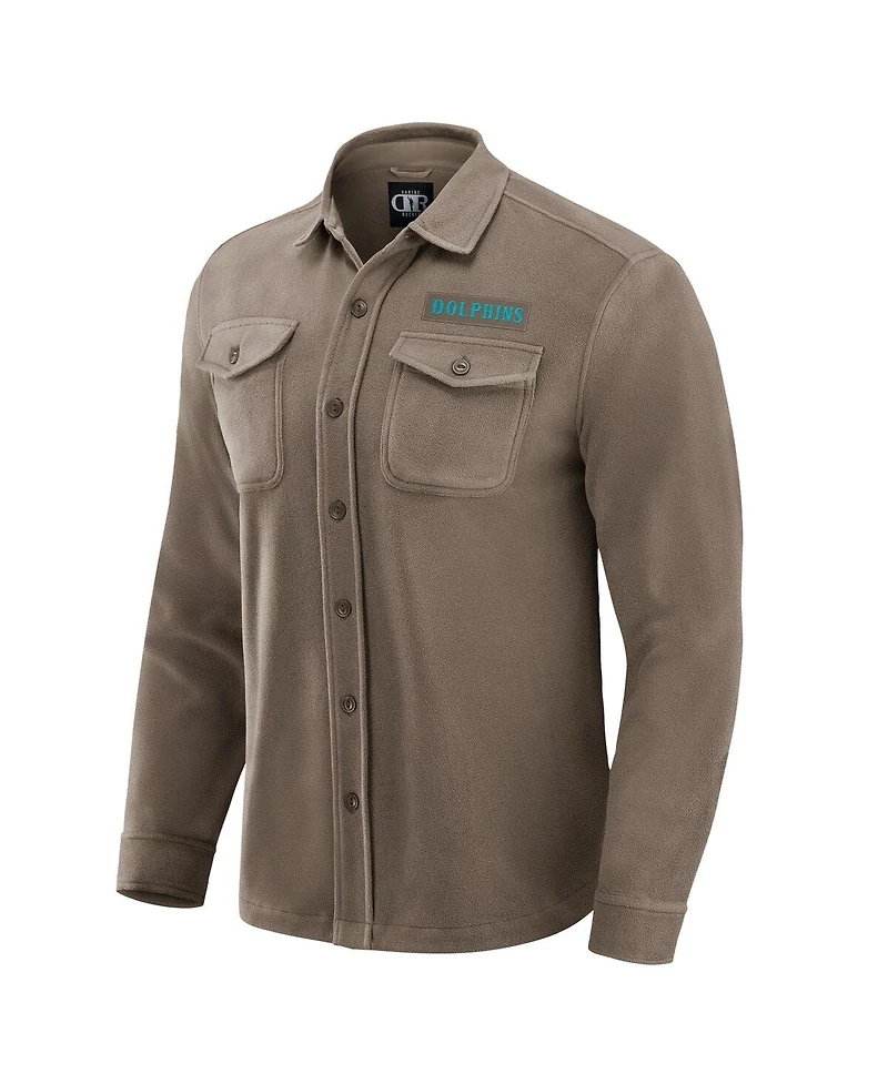 Fanatics Men's Tan Miami Dolphins Polar Fleece Cozy Button-Up Shirt