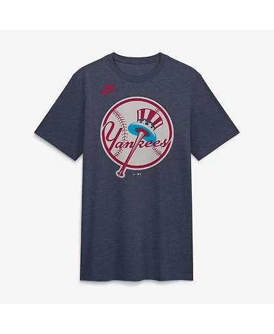 Nike Men's Heather Navy New York Yankees Cooperstown Logo Tri-Blend T-Shirt