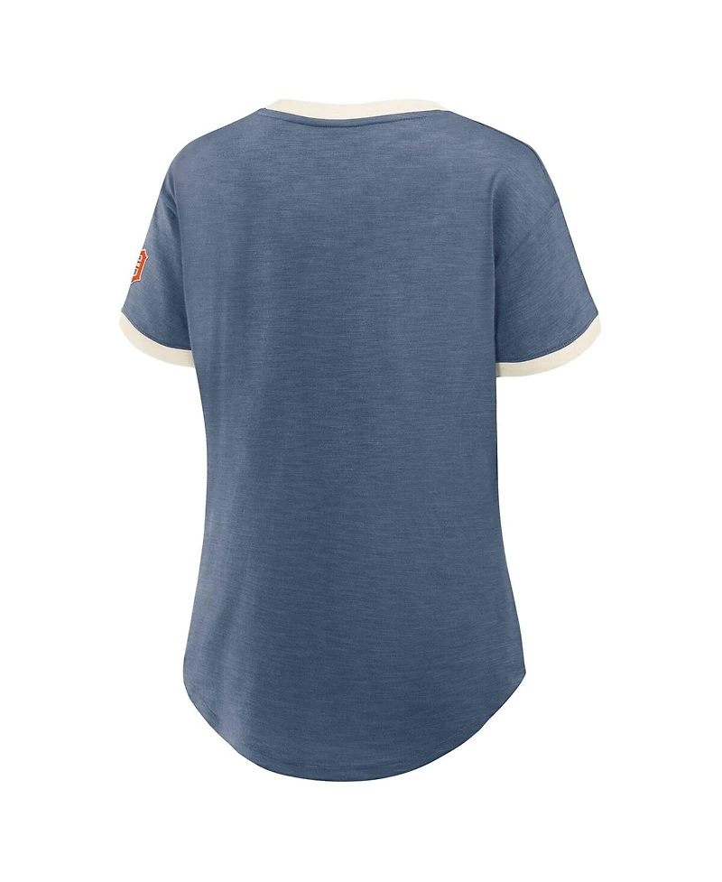 Fanatics Women's Navy Detroit Tigers Relaxed Fit Vintage Play Slub V-Neck Fashion Top