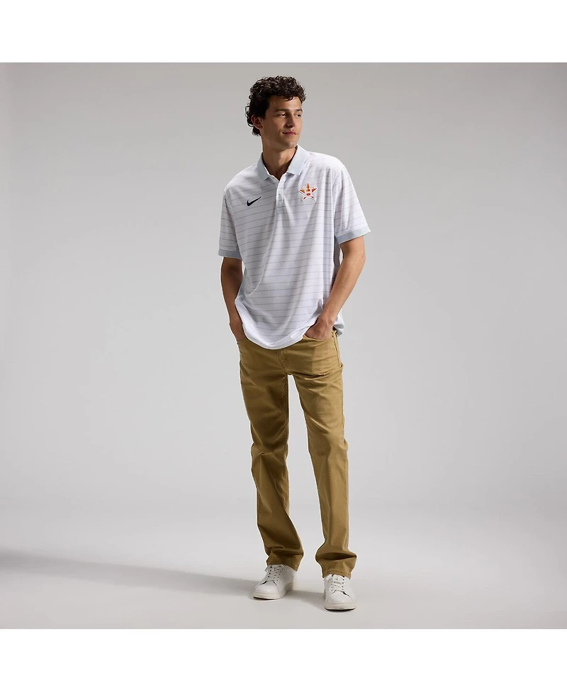 Nike Men's White Houston Astros Authentic Collection Striped Victory Dri-fit Polo Shirt