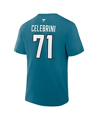Fanatics Men's Macklin Celebrini Teal San Jose Sharks Authentic Stack Name & Number T-Shirt