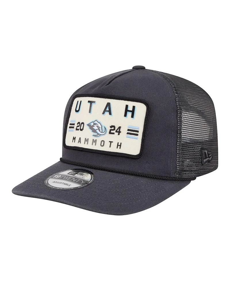 New Era Men's Charcoal Utah Mammoth Washed Patch 19TWENTY Trucker Adjustable Hat