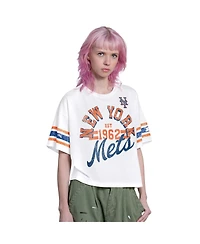 Starter Women's White New York Mets Cropped Hurry Up Offense T-Shirt