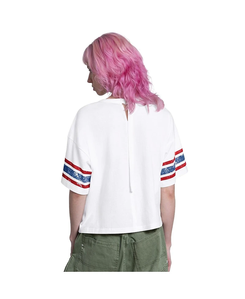 Starter Women's White Chicago Cubs Cropped Hurry Up Offense T-Shirt