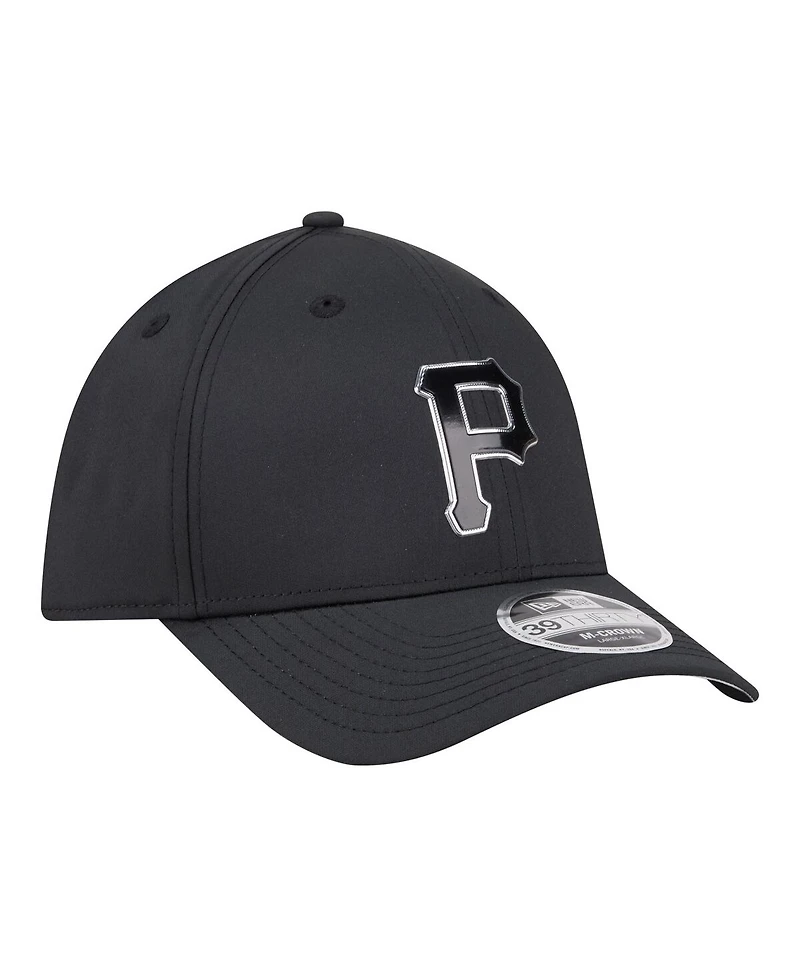 New Era Men's Black Pittsburgh Pirates Metallic 39THIRTY M-Crown Flex Hat
