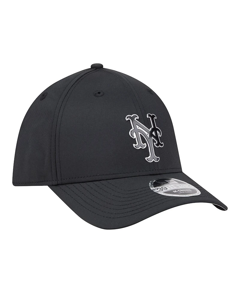 New Era Men's Black York Mets Metallic 39THIRTY M-Crown Flex Hat
