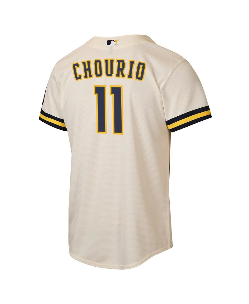 Nike Big Boys and Girls Jackson Chourio Cream Milwaukee Brewers Home Stadium Jersey