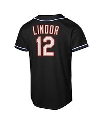 Nike Big Boys and Girls Francisco Lindor Black New York Mets Fashion Replica Player Jersey