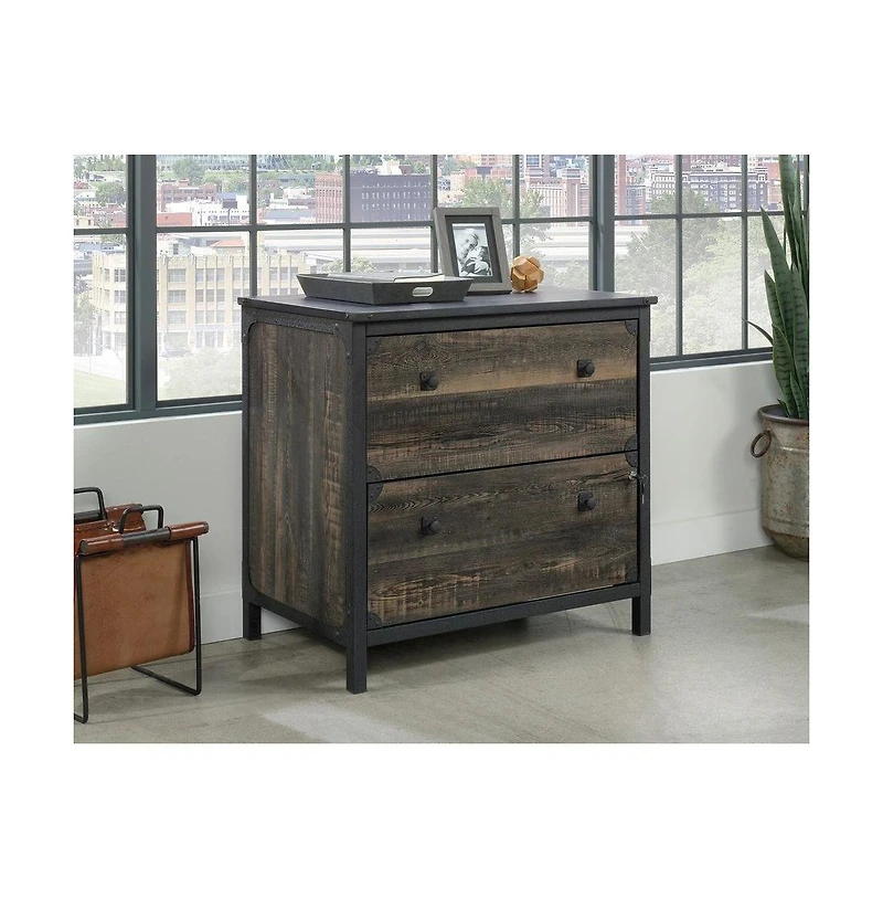 Sauder Foundry Road File Cabinet, Carbon Oak finish