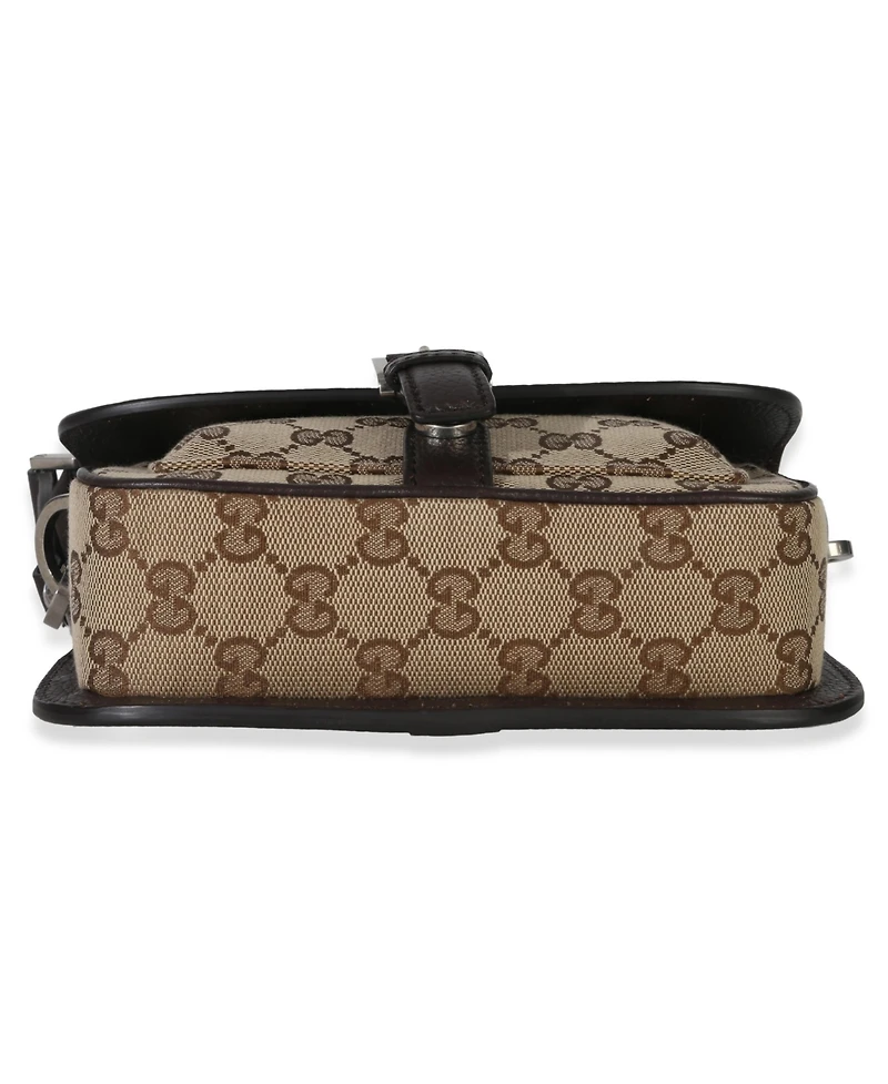 Pre-Owned Gucci Beige Ebony Gg Supreme Canvas Mini Buckle Crossbody Bag
