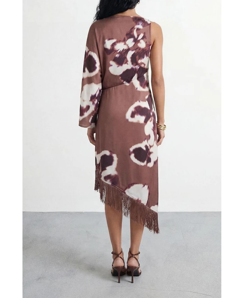 Warehouse Women's One Shoulder Satin Midi Dress