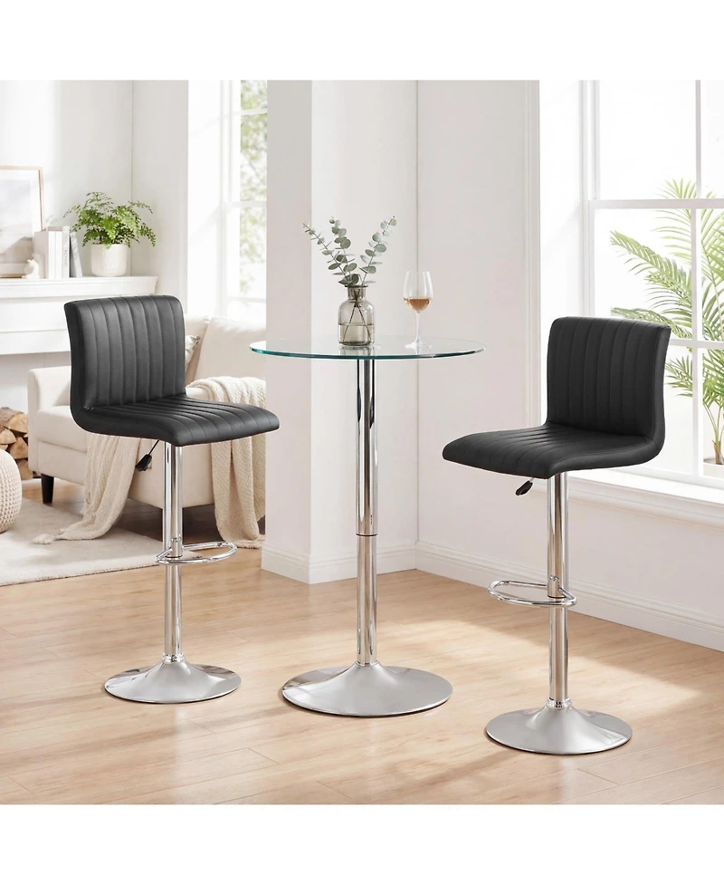 Gymax Bar Stools Set of 2 Adjustable Swivel Barstools with Footrest for Kitchen