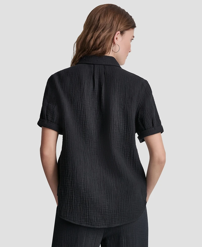 Dkny Jeans Petite Cuffed Short-Sleeve Shirt
