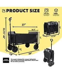 Mondawe 3-in-1 Lightweight Collapsible Utility Carts - Storage Wagon/Trunk Organizer/Pet Wagon w/ 360degree(s) All-Terrain Wheels