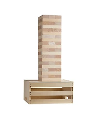 Mecale Giant Tumbling Tower 60 Pine Wood Blocks with Storage Crate