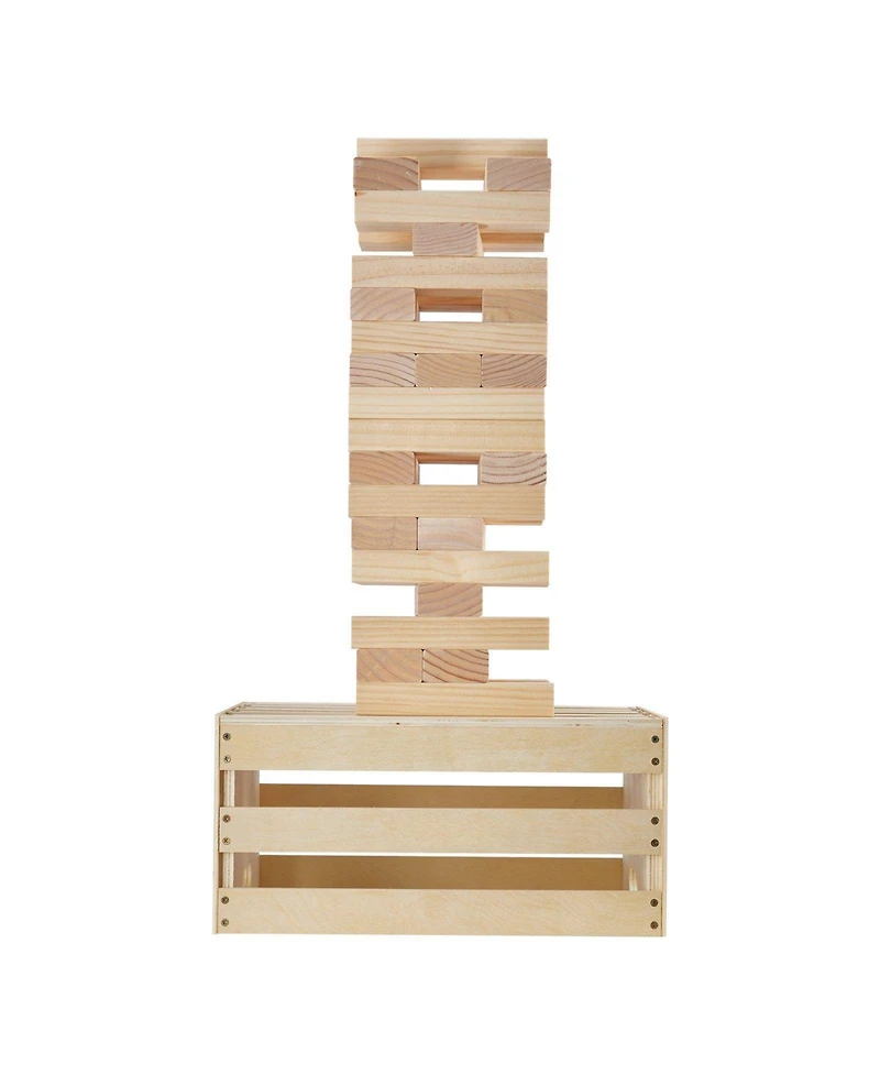 Mecale Giant Tumbling Tower 60 Pine Wood Blocks with Storage Crate