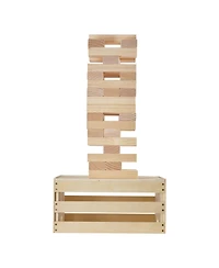 Mecale Giant Tumbling Tower 60 Pine Wood Blocks with Storage Crate