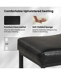 Gymax Bar Stools Set of 4 25'' Faux Leather Upholstered Saddle Stools with Metal Legs