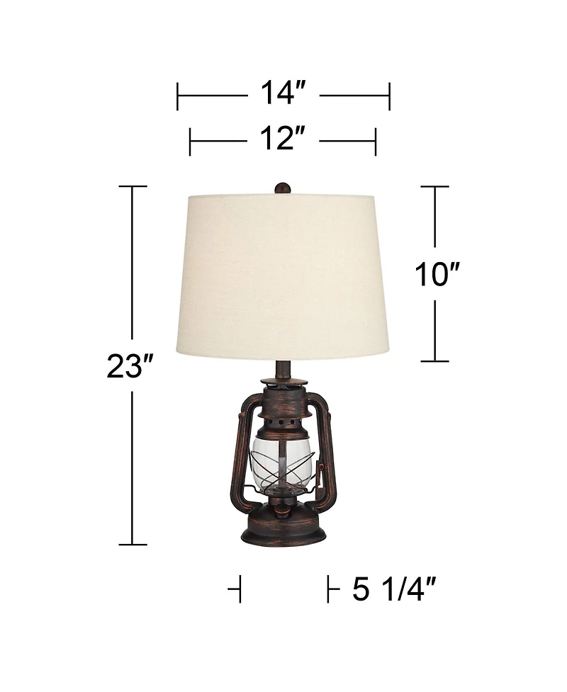 Franklin Iron Works Murphy 23" High Miner Lantern Farmhouse Accent Table Lamps Set of 2 Finish Metal Living Room