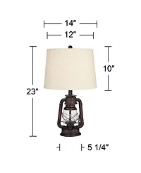 Franklin Iron Works Murphy 23" High Miner Lantern Farmhouse Accent Table Lamps Set of 2 Finish Metal Living Room