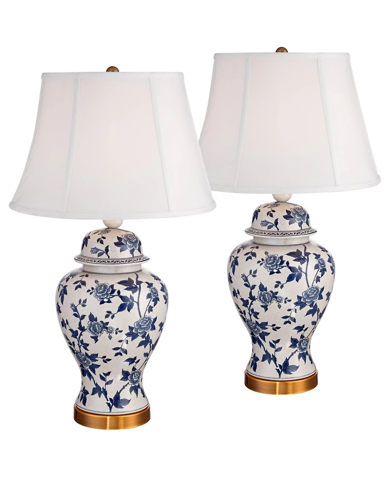 Barnes and Ivy Clarissa 25" High Traditional Table Lamps Set of 2 Vine Ceramic Living Room Bedroom Bedside
