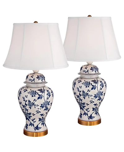 Barnes and Ivy Clarissa 25" High Traditional Table Lamps Set of 2 Vine Ceramic Living Room Bedroom Bedside