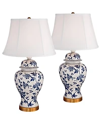 Barnes and Ivy Clarissa 25" High Traditional Table Lamps Set of 2 Vine Ceramic Living Room Bedroom Bedside