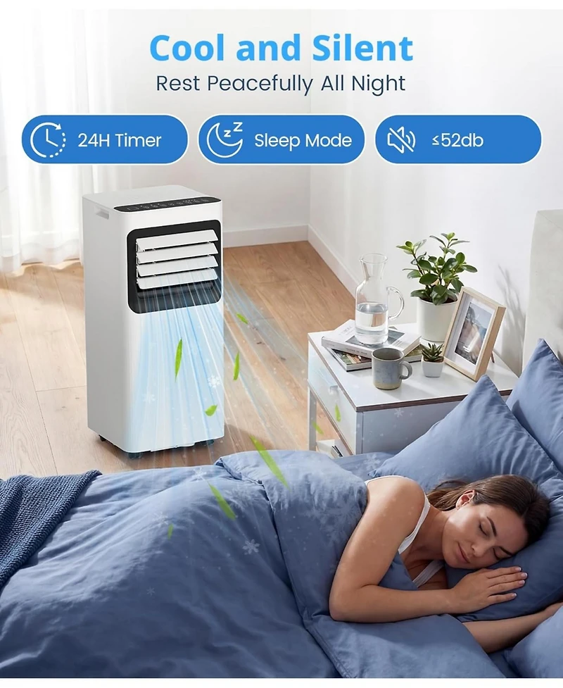 Antartic Star Btu Portable Air Conditioner for Sq Ft, 4-in-1 Ac with Cool/Fan/Dehumidifier, Remote, 24H Timer