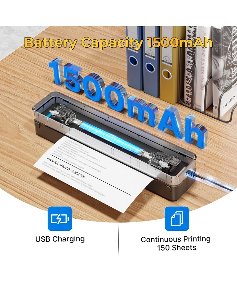Swifint D830 Portable A4 Inkless Wireless Bluetooth Thermal Printer Compatible with iOS Android and Pc