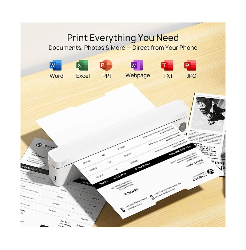 Swifint Portable Thermal Printer, Compatible with Ios Android Laptop, Pocket-Sized Mobile Printer for Office Home School