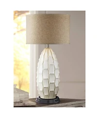 Possini Euro Design Cosgrove 32 3/4" Tall Oval Mid Century Table Lamp Dimmable Usb Workstation Base Charging
