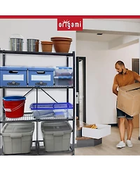 Origami 4 Tier Multipurpose Folding Storage Organizing Rack with Wheels (2 Pack)